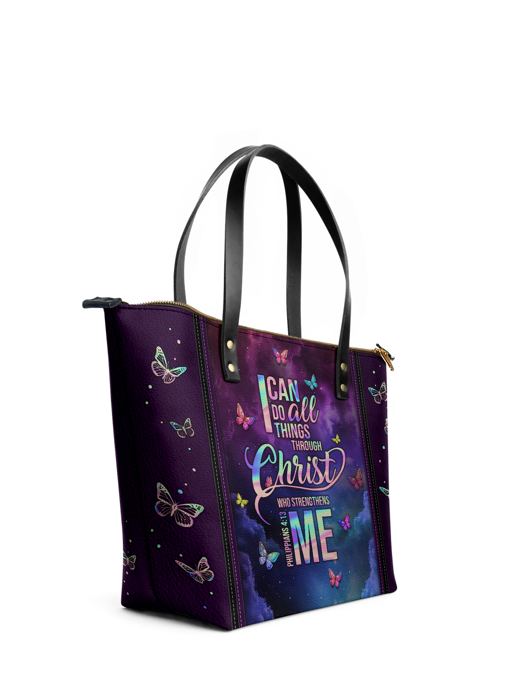 "Limitless" - Philippians 4:13 Leather Tote Bag