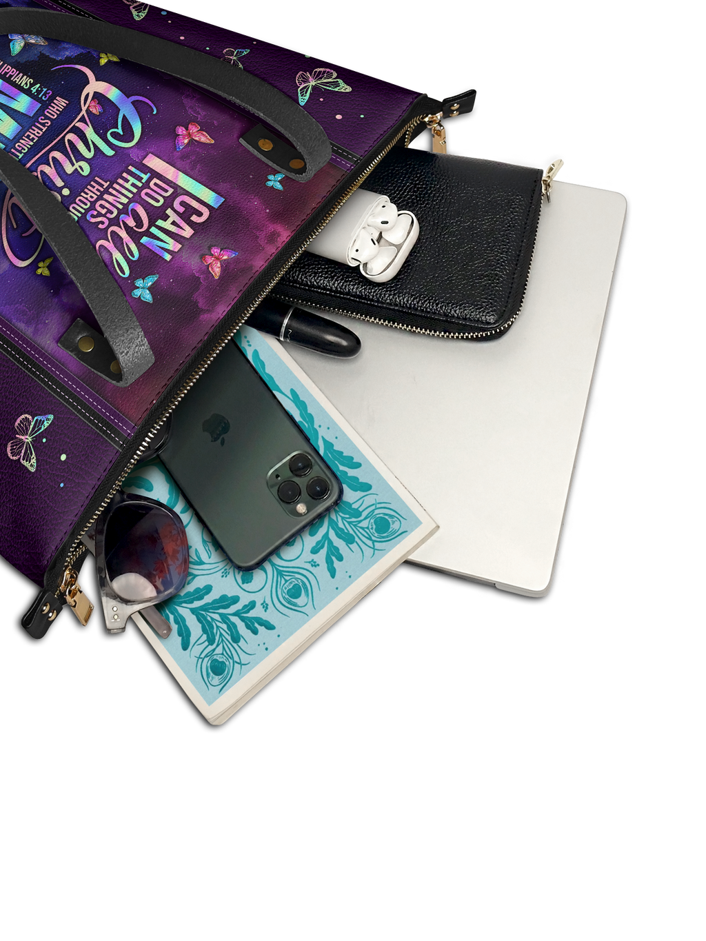 "Limitless" - Philippians 4:13 Leather Tote Bag