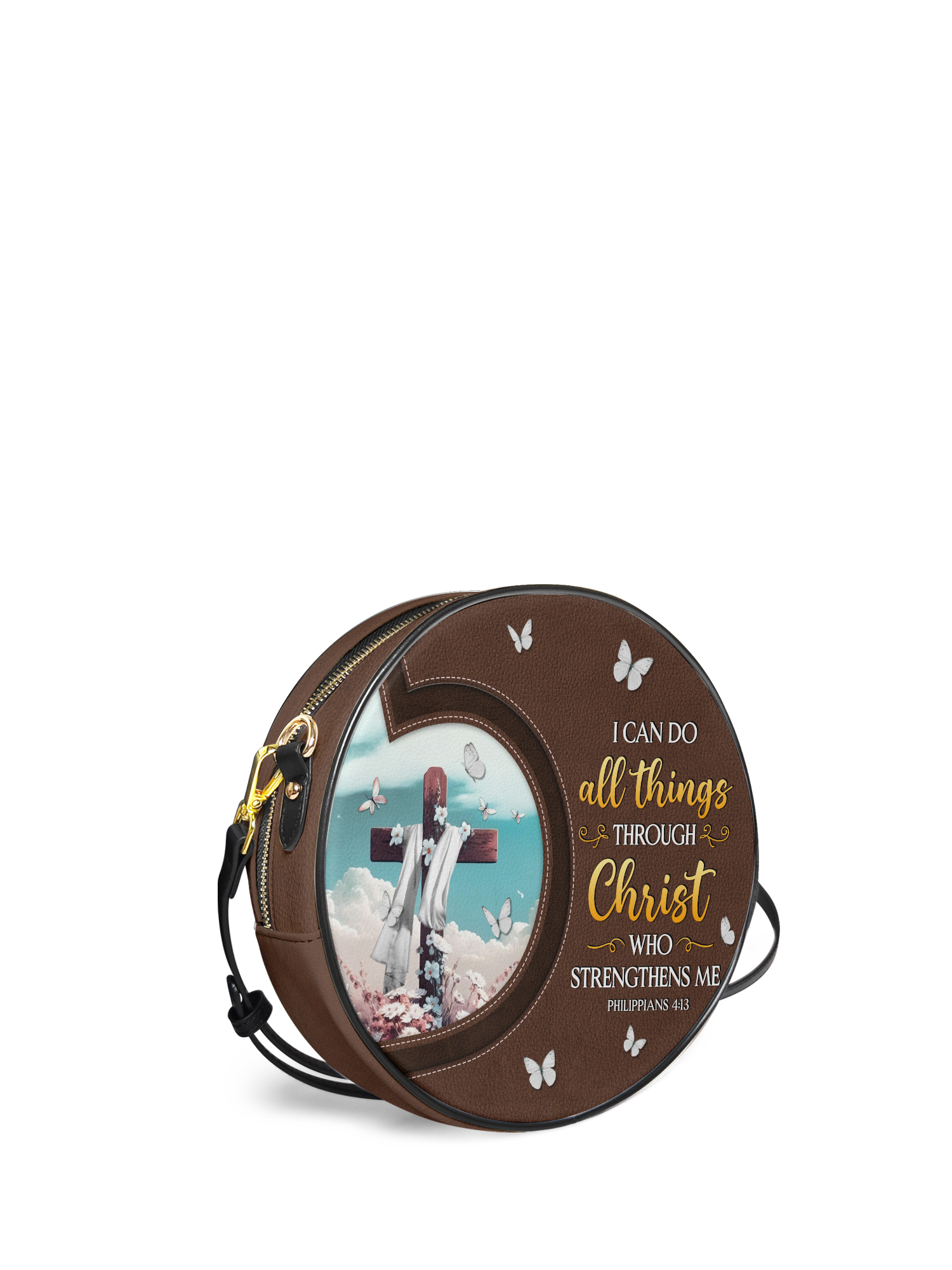 "Rise" - Philippians 4:13 Circle Crossbody Bag