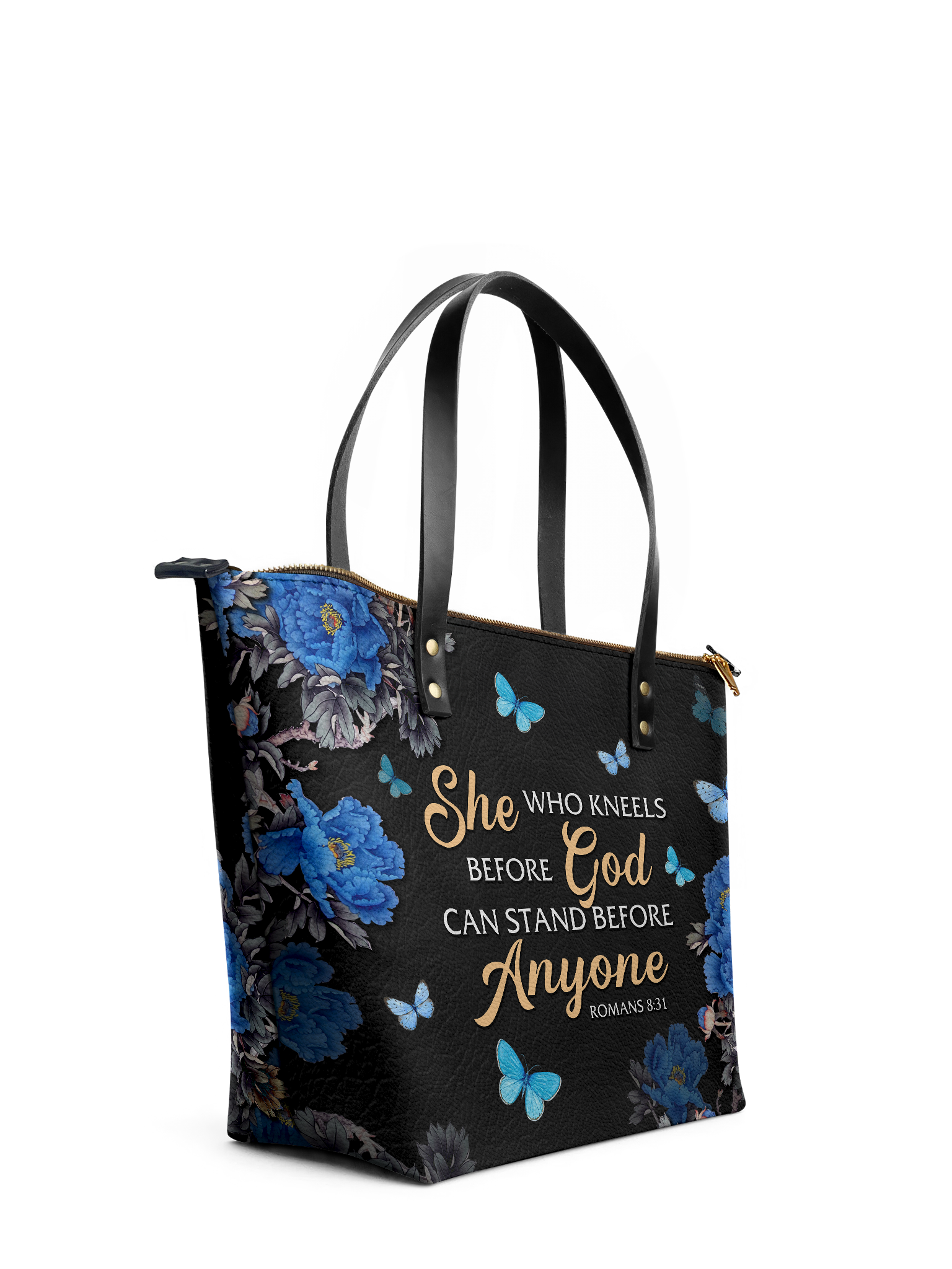 "Anchor" - Romans 8:31 Leather Tote Bag