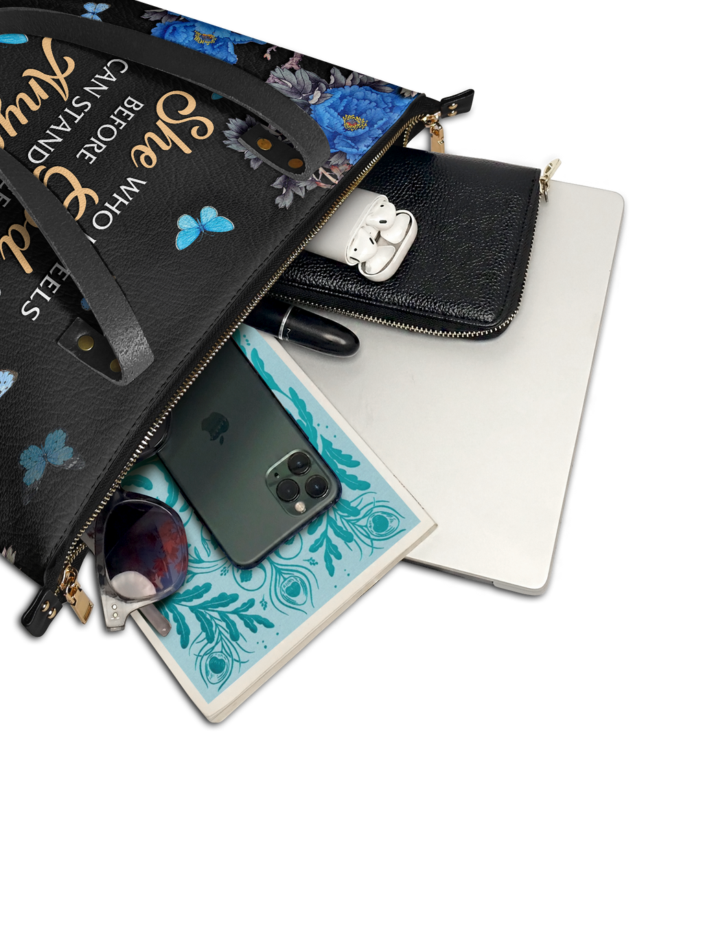 "Anchor" - Romans 8:31 Leather Tote Bag