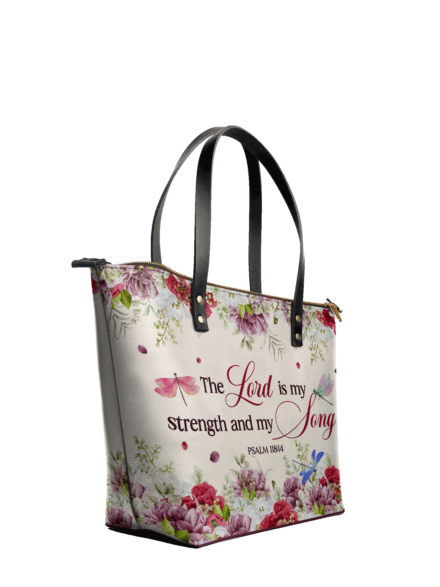 "Melody" - Psalm 118:14 Leather Tote Bag